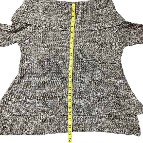 Say What? Fold over off shoulder lace up flare sleeve sweater size small - Picture 3 of 6